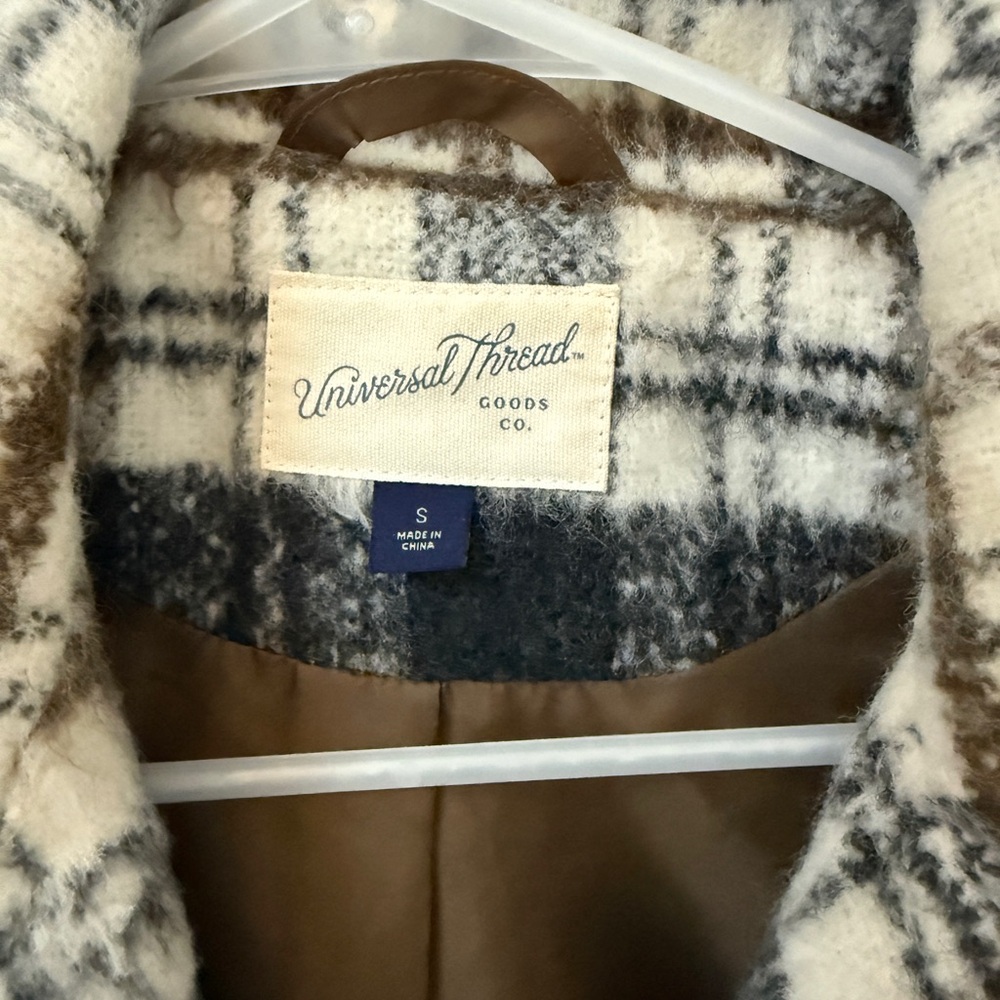 Universal Thread Checkered Wool Blend Shacket Coat - image 3